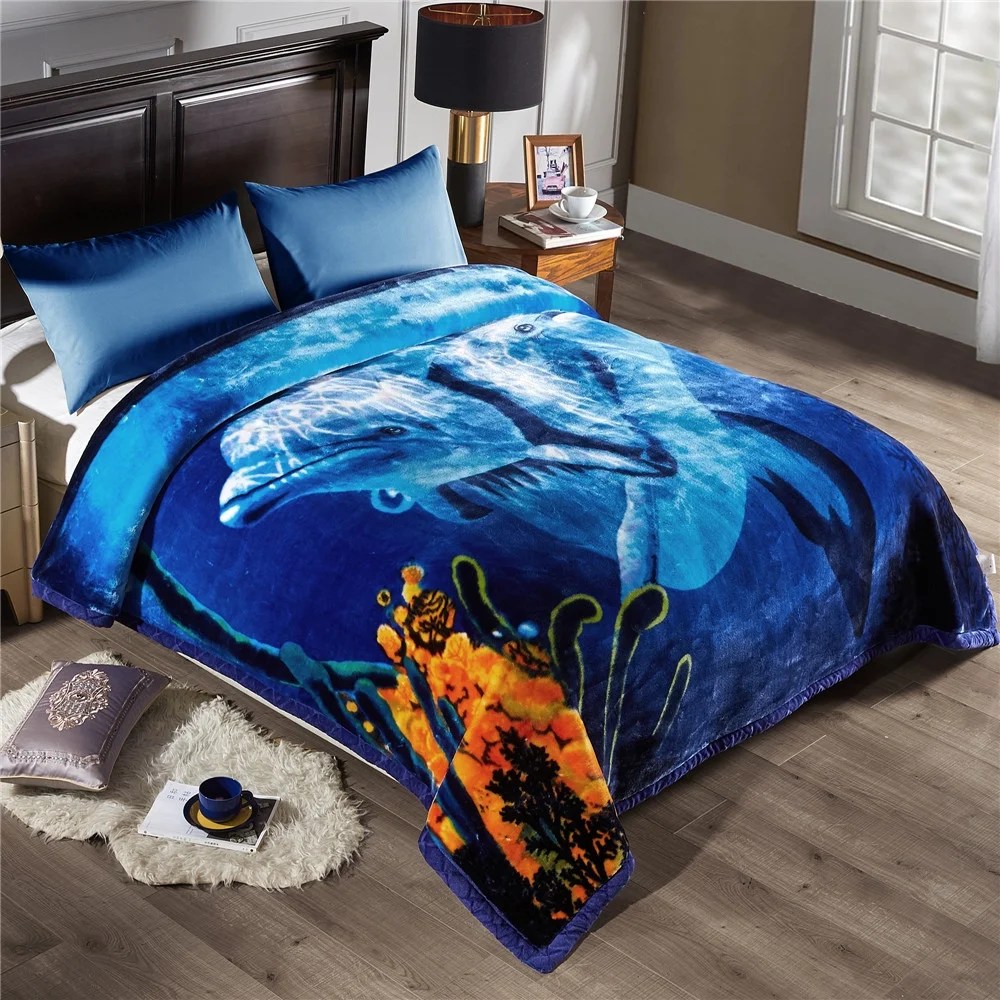 Fleece Blanket 2 Ply Printed Pattern - Plush Soft Warm Korean Mink