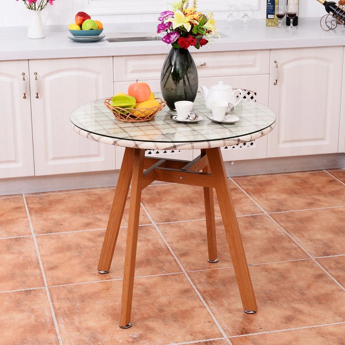 Cobra Clear Glass Top Dining Table In Walnut Base And 6 ...