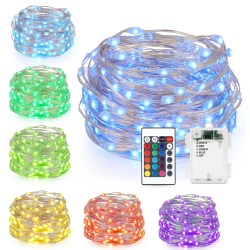 battery lights string fairy led remote powered wire operated changing 16ft multi outdoor control tree christmas timer kohree 5m seed
