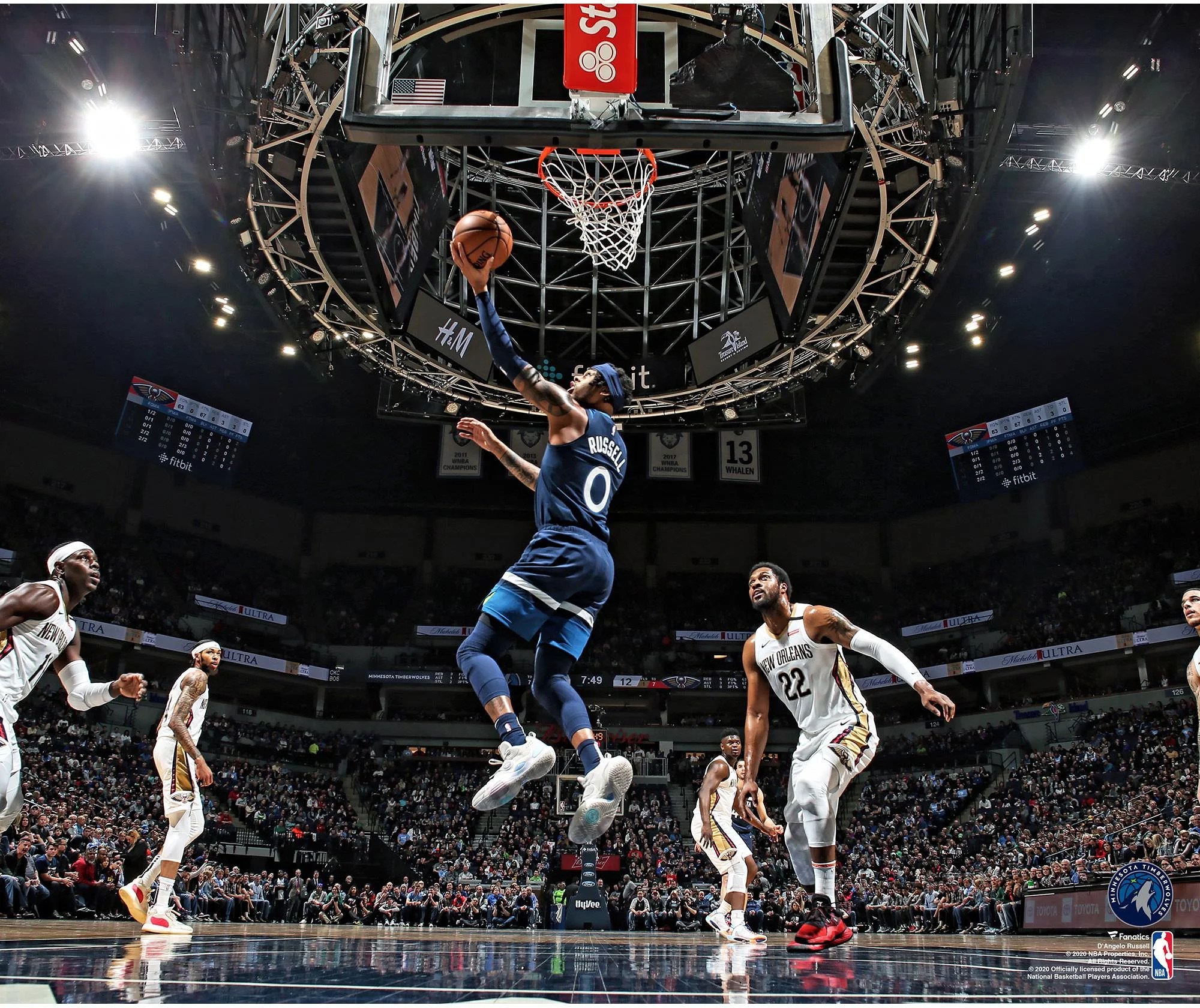 Kat with the put back. D Angelo Russell Minnesota Timberwolves Unsigned Layup Vs New Orleans Pelicans Photograph Walmart Com