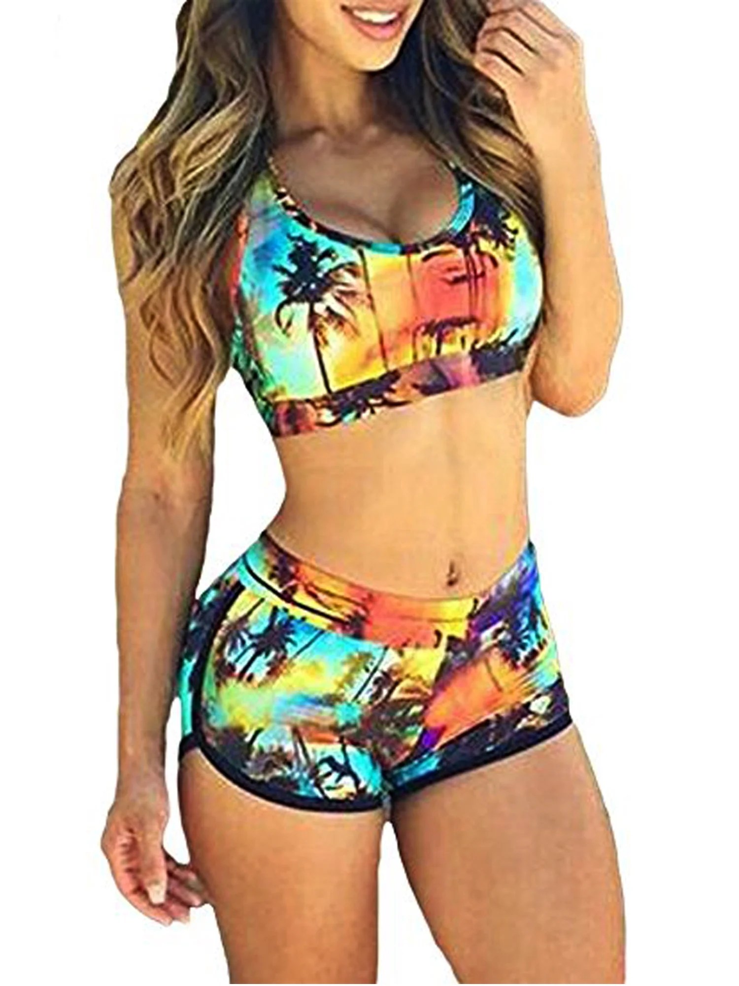 wallpapers 2 Piece Swimming Suits With Shorts lelinta women s two piece bandage sporty bathing suit boyleg short swimwear swimsuit