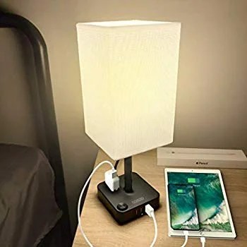 Multifutional bedside led light table desk lamp with dual usb charging port. USB Bedside Table & Desk Lamp with 3 USB Charging Ports ...