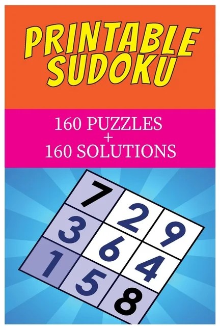 printable sudoku 160 puzzles 160 solutions paperback walmart com