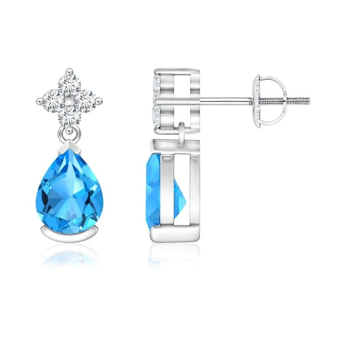 Learn the pros and cons and read our expert advice to find the perfect pear for your style and budget! Angara 1 6 Carats Pear Shaped Swiss Blue Topaz Earrings With Diamonds For Women In Platinum 7x5mm Blue Topaz Walmart Com Walmart Com