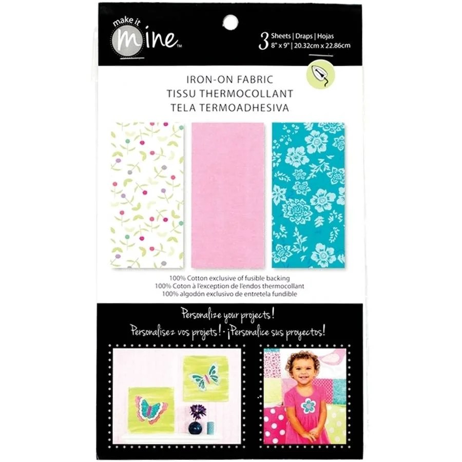 Iron-on fabric sheets 8" x 9" 3/pkg
