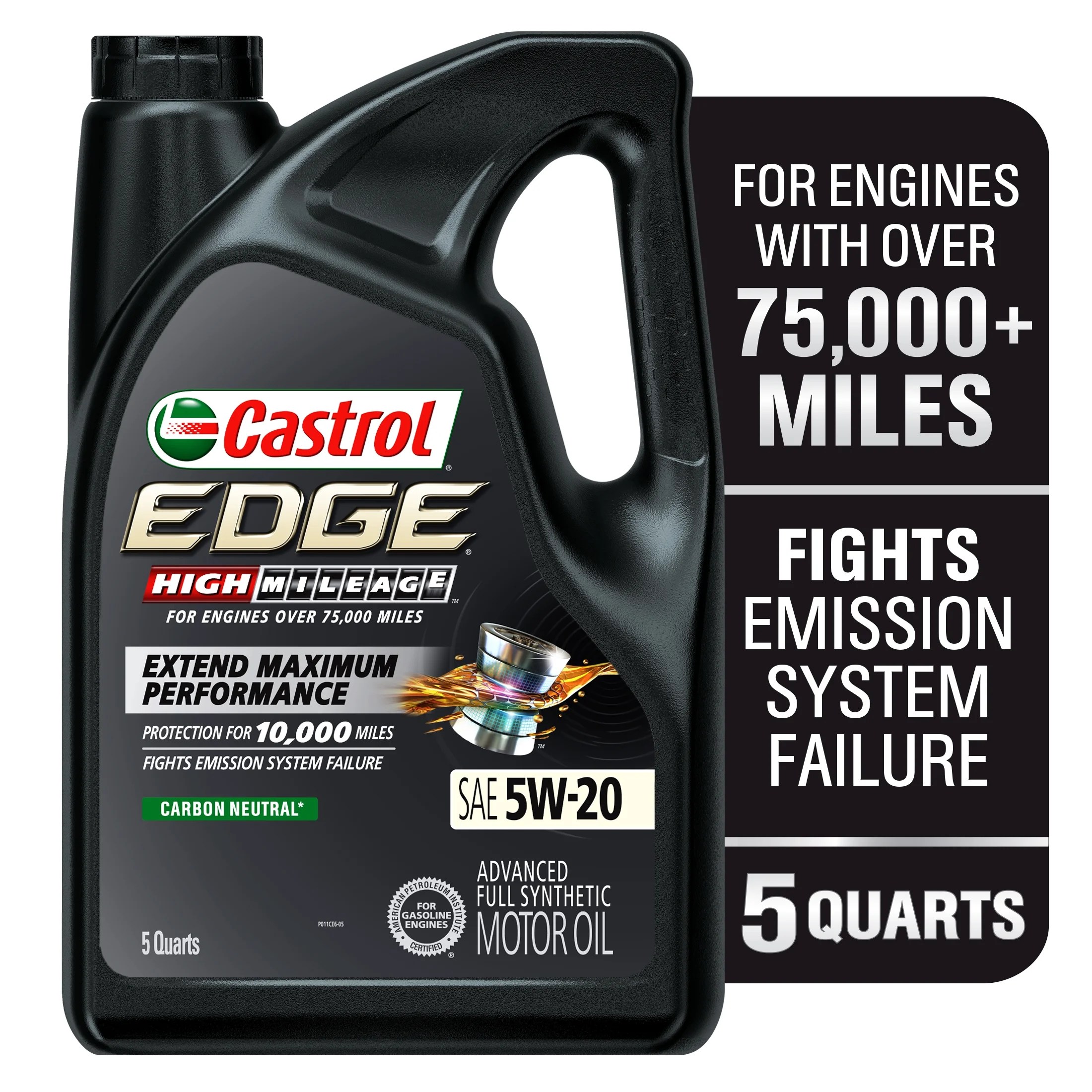 Castrol edge high mileage 5w-20 advanced full synthetic motor oil, 5