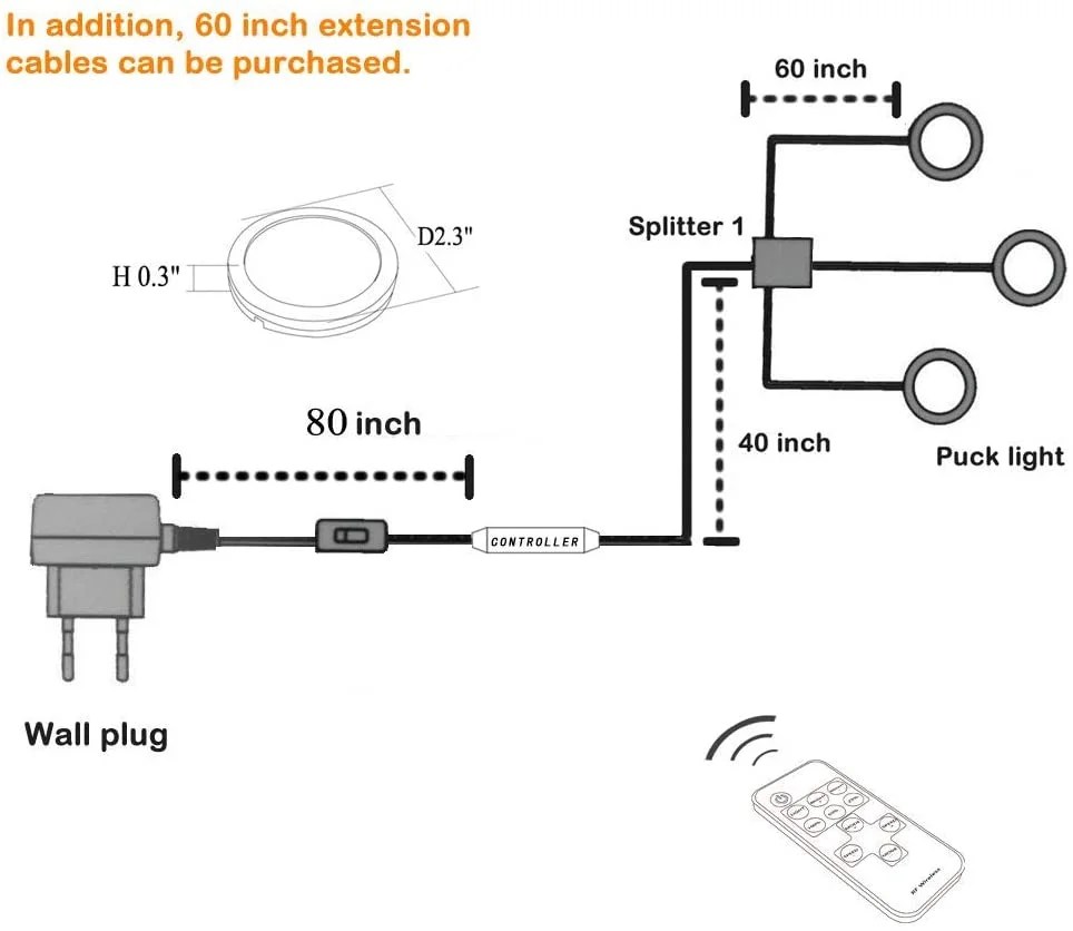 Aiboo Led Under Cabinet Lighting Kit 3x2w 12v Puck Lights With Rf Dimmable And Us Plug For Kitchen Book Canada