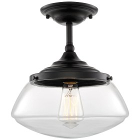 farmhouse flush ceiling mount light semi modern schoolhouse industrial glass shade kira matte summit lights lighting kitchen walmart fixtures bedroom