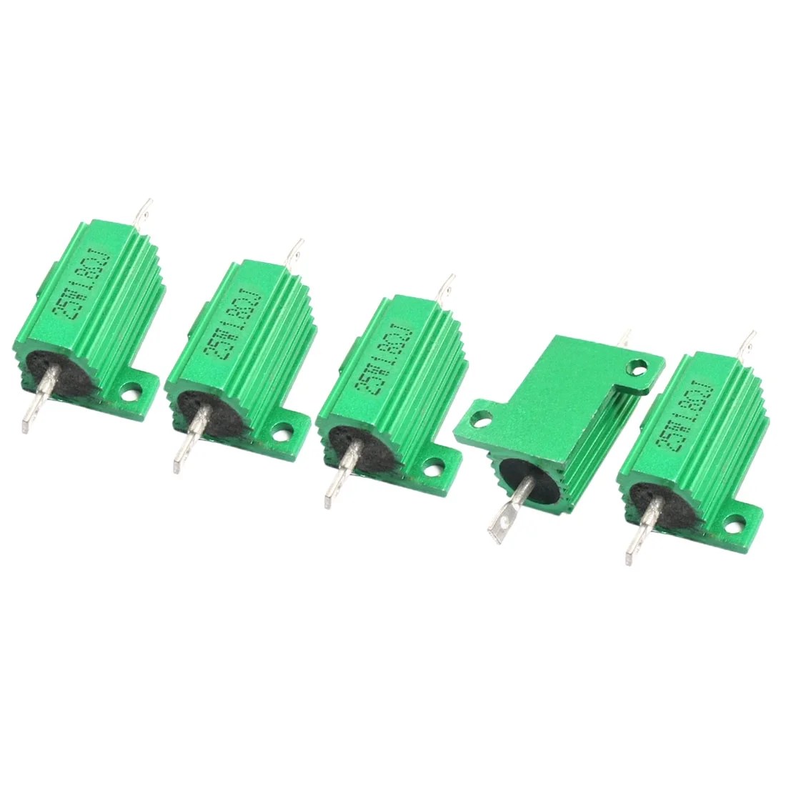 5 Pcs Green Heatsink Aluminum Housed 25watt 1 8 Ohm Wirewound Resistors