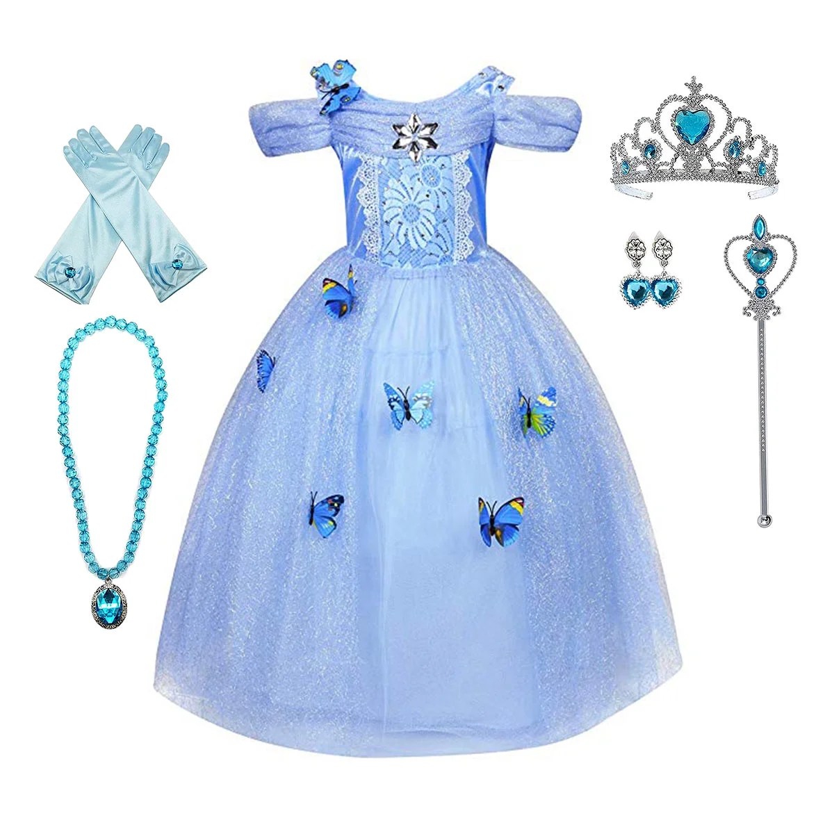 Shipping is free on orders of $35 or more. girls princess cinderella belle aurora jasmine dress up costume halloween fancy dress with accessories