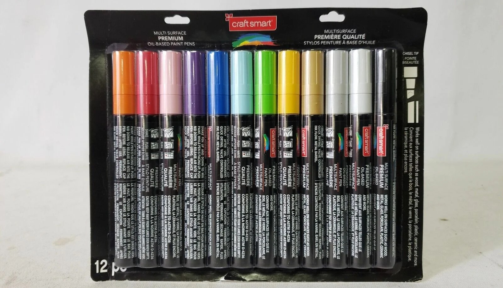 It goes on smooth with no mess, . Craft Smart Multi Surface Premium Chisel Tip Oil Based Paint Pens 12 Pcs - Walmart.com - Walmart.com