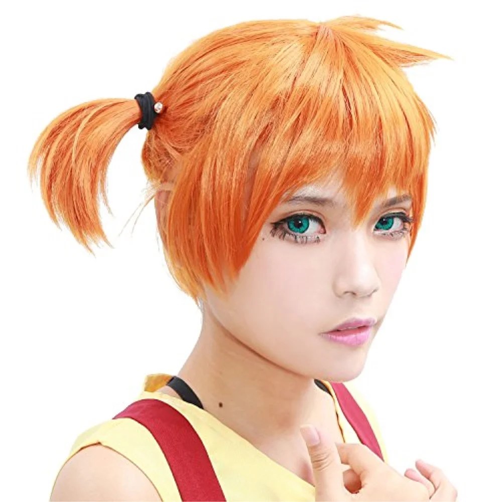 Buy anogol hair cap+blue anime cosplay wig short synthetic hair halloween costume hero wigs at walmart.com. xcoser misty wig anime cosplay short orange hair costume