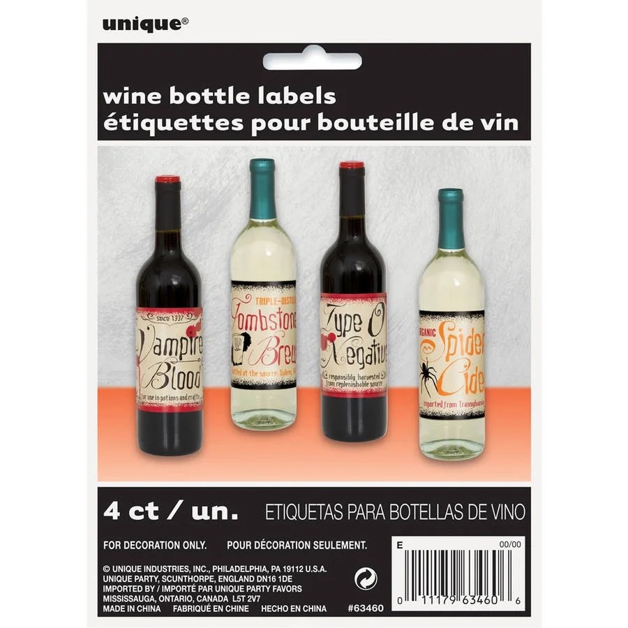 vintage halloween wine bottle labels 4 count walmartcom walmartcom