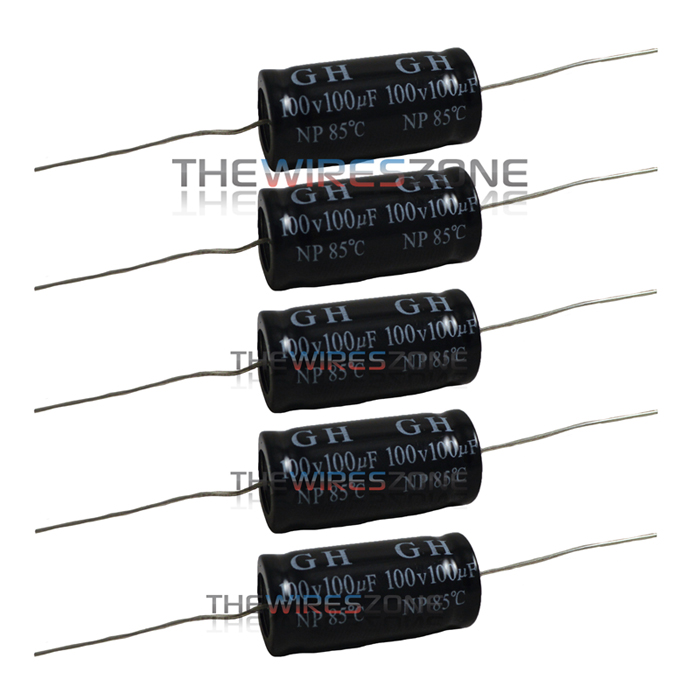 Non Polarized Electrolytic Audio Capacitor 100mfd 100uf 16mm X 33mm 100v 5 Pk
