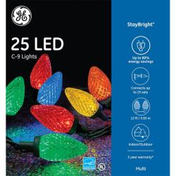 ge led christmas staybright string c9 lights plug count multicolor ft multi ct walmart faceted outdoor star diamond cut energy