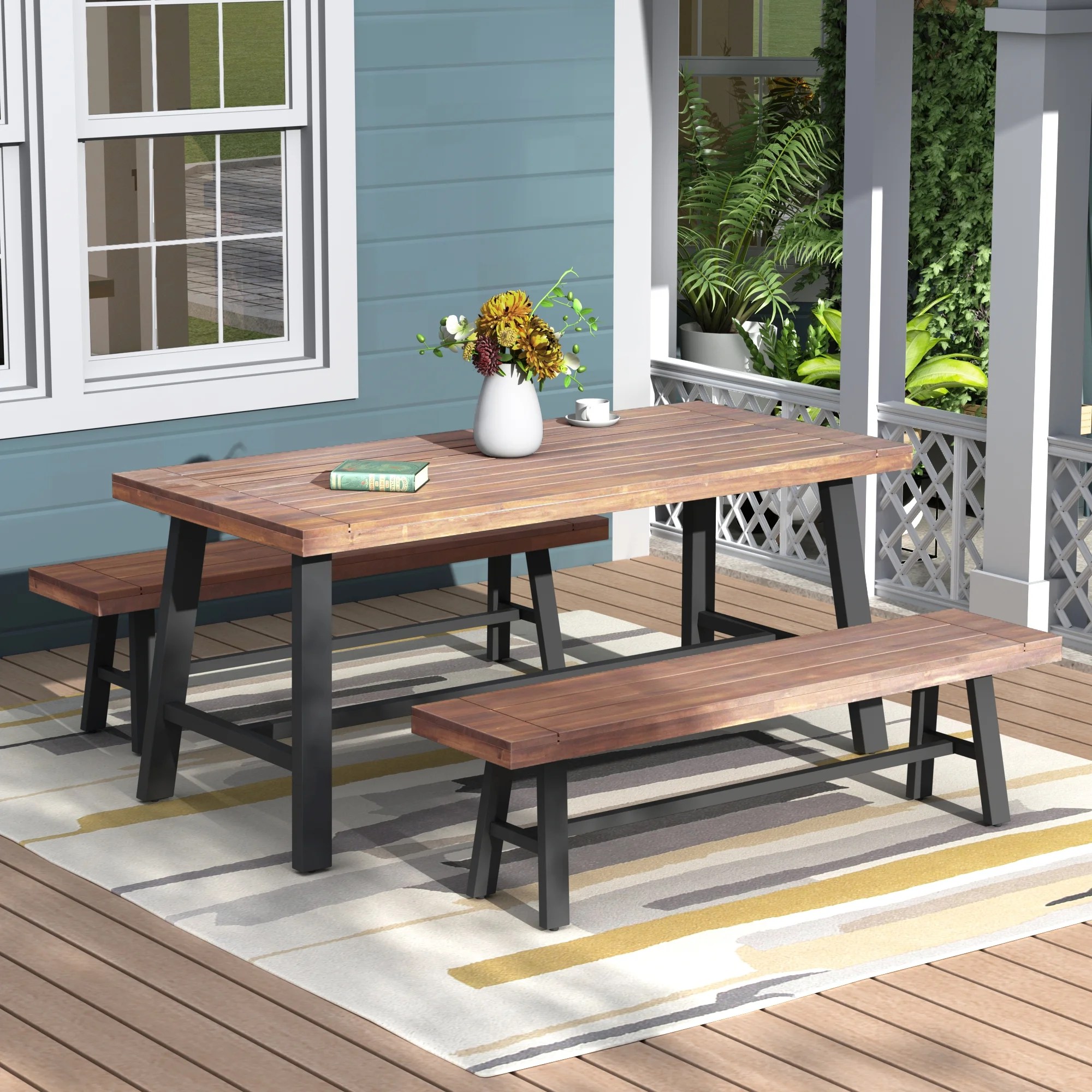 Malaysia Bench Wood Dining Table 8 png