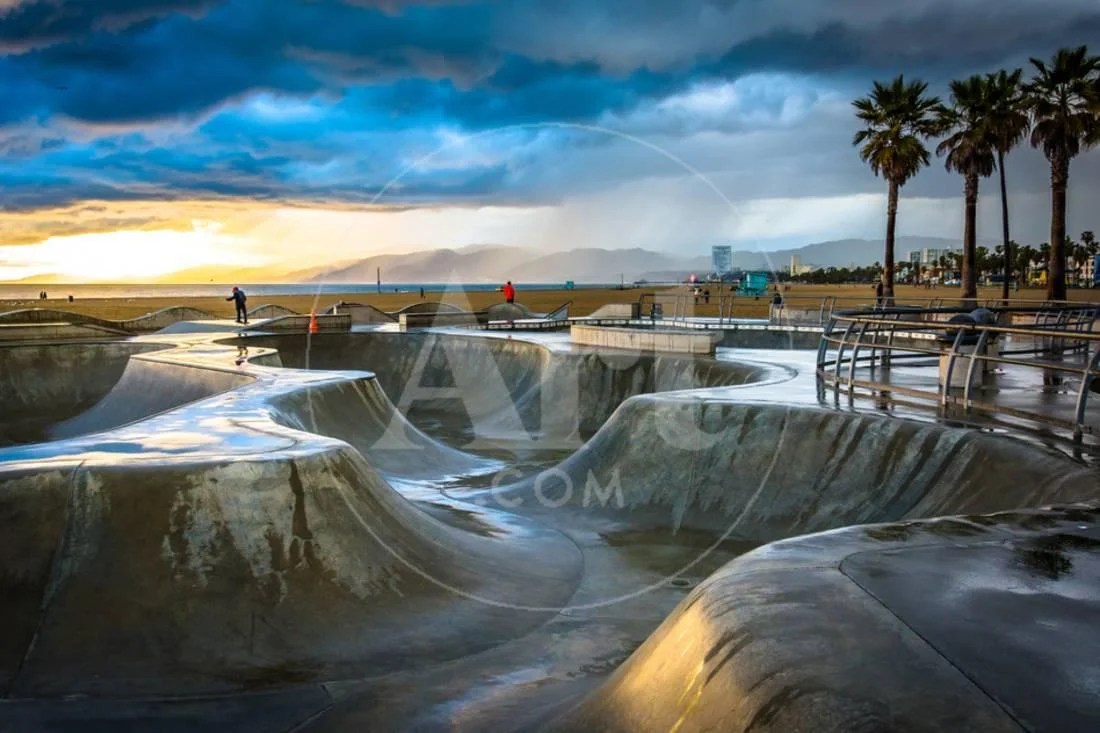 images Venice Beach Skatepark Art the venice skate park at sunset in venice beach los angeles california print wall art by jon bilous walmart com