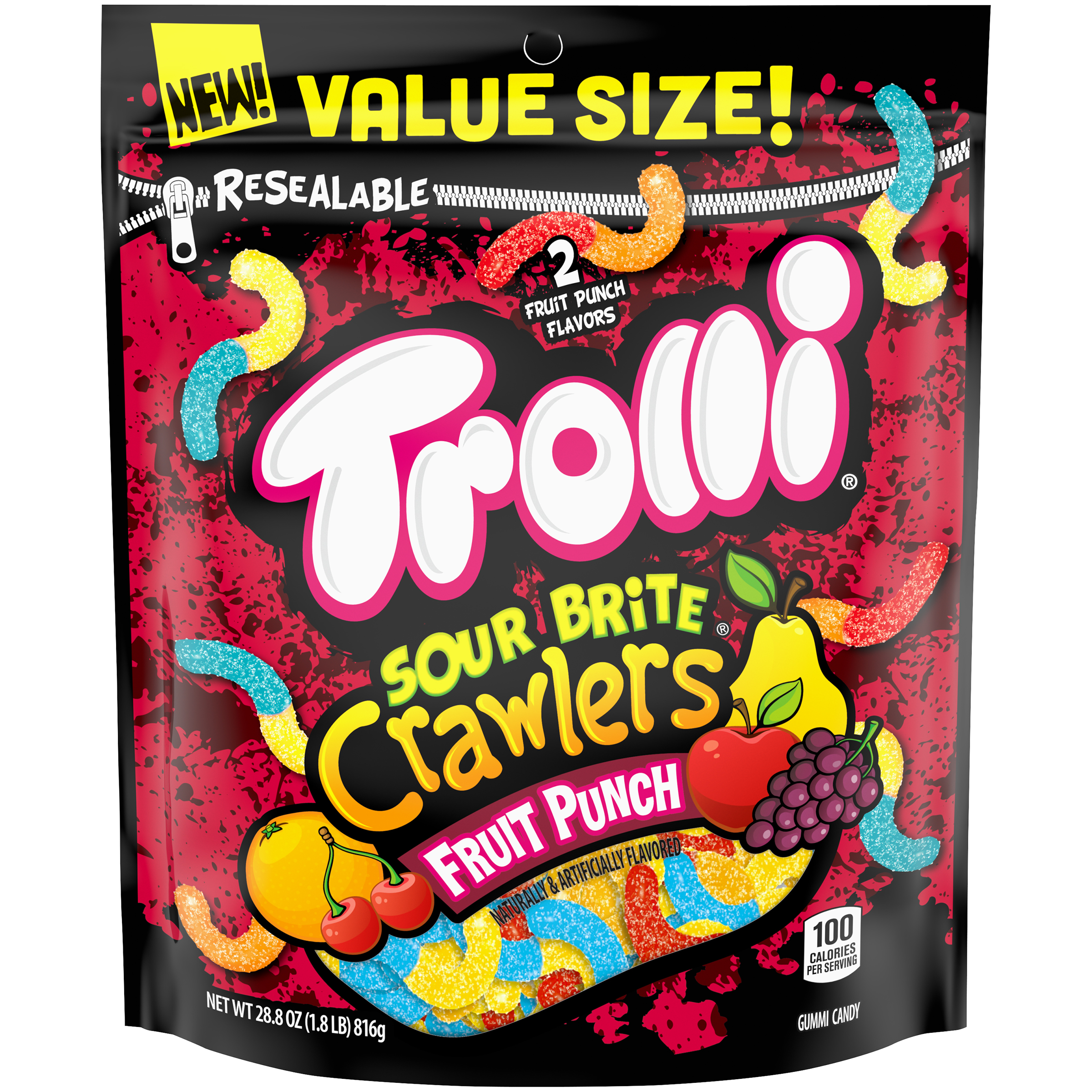 Great value gummy worms chewy candy are a soft, chewy, yummy treat for all ages. Trolli Fruit Punch Sour Brite Crawlers Candy, 28.8 Oz