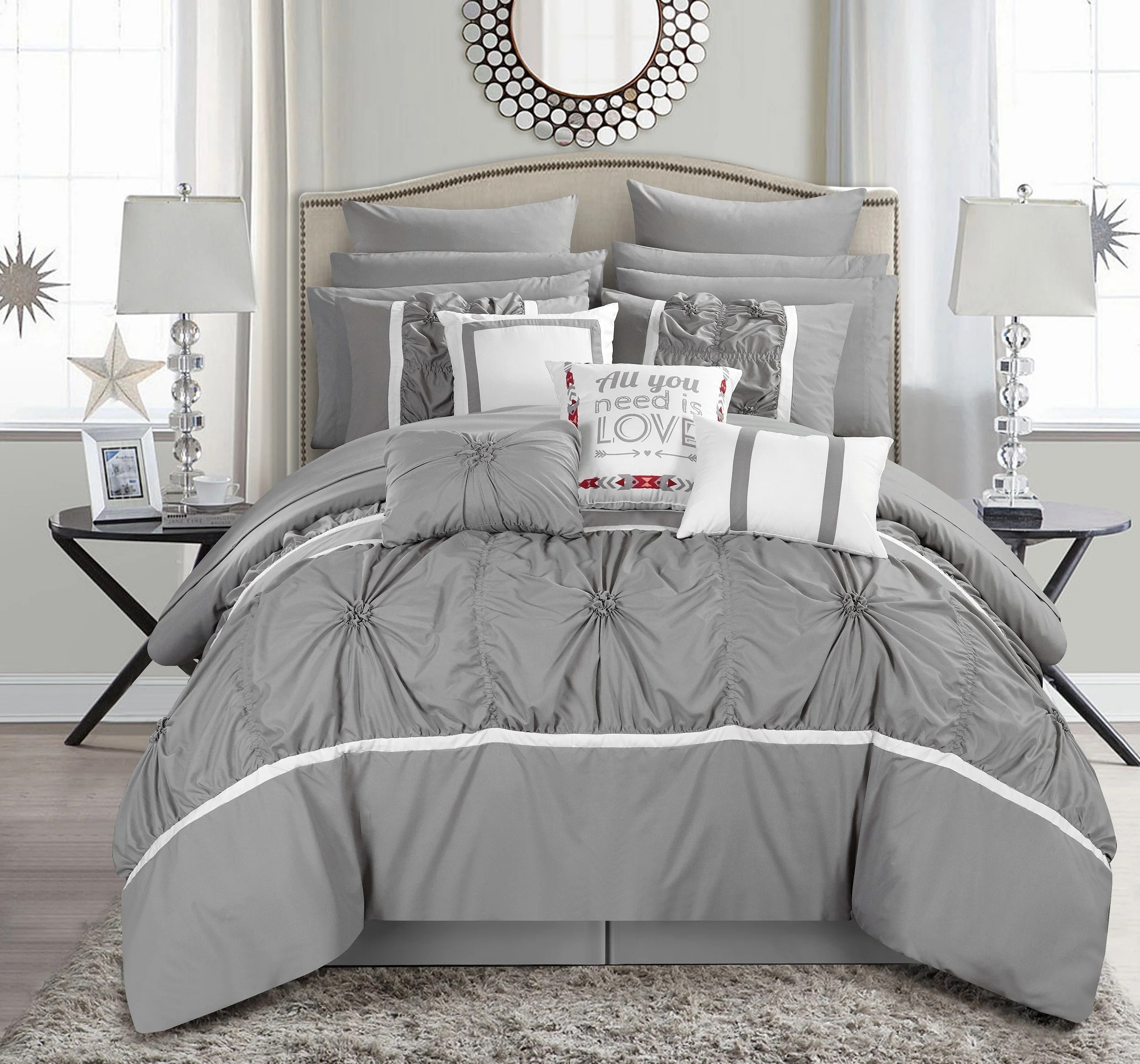 Browse from the vast collection of luxury comforter sets here at latestbedding.com. chic home cs2764 us ashville queen size comforter set grey 16 piece