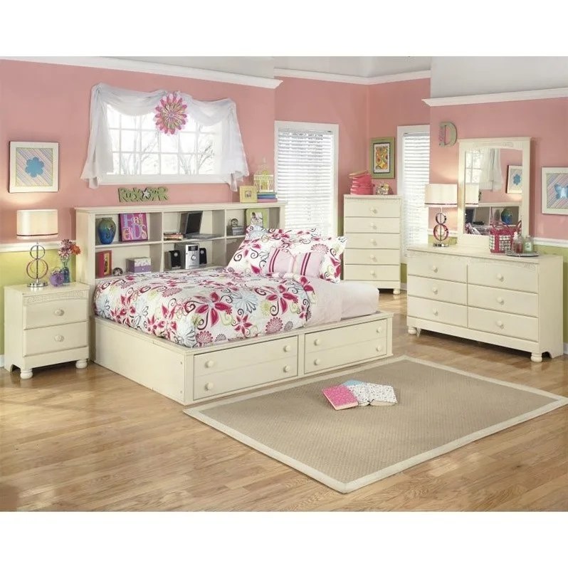 Ashley furniture cottage retreat dresser. Ashley Cottage Retreat 5 Piece Wood Full Bookcase Bedroom Set In Cream Walmart Com