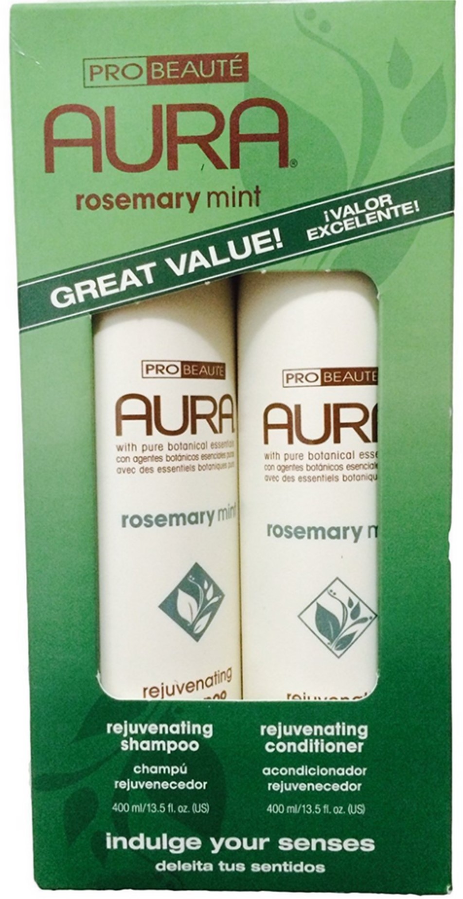 Aura rejuvenating shampoo & conditioner, rosemary mint 13.5 oz each