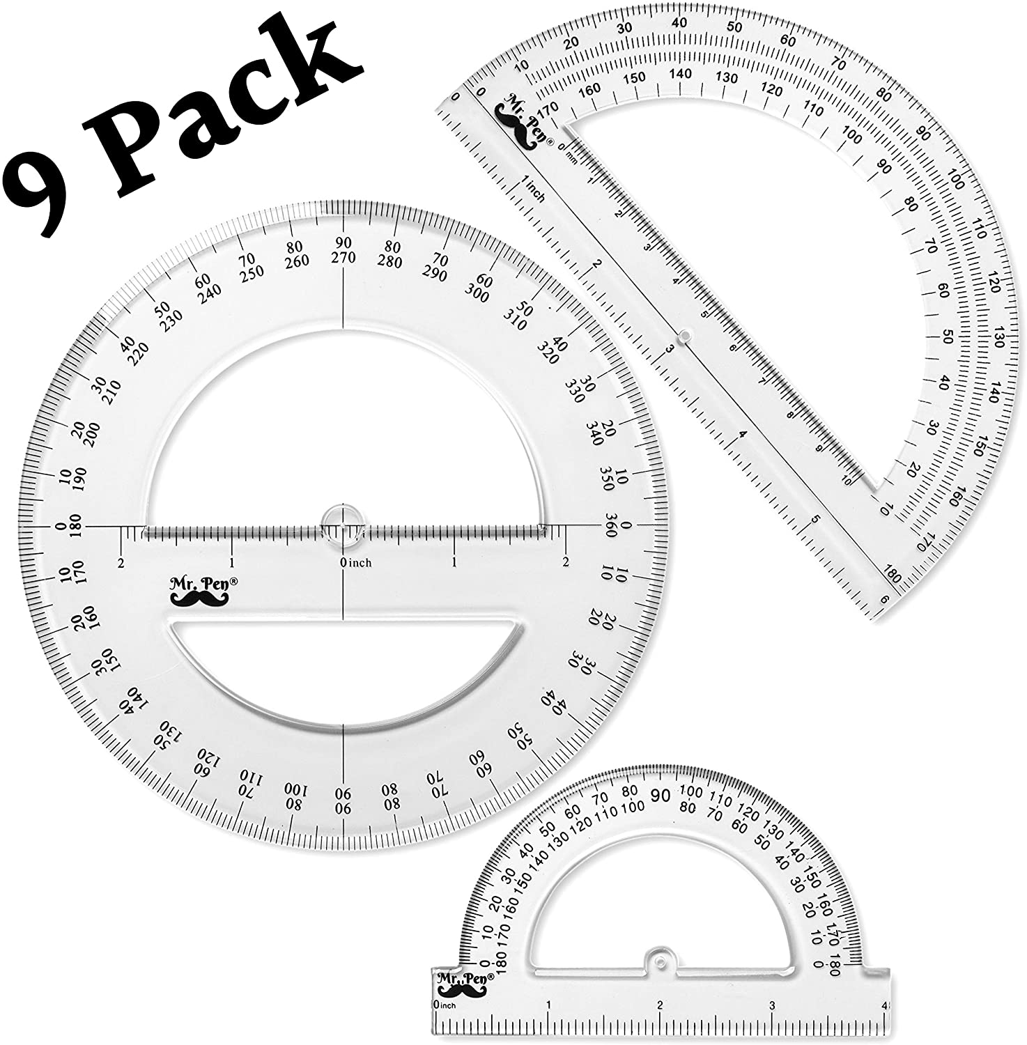 mr pen protractor 9 pc protractor set protractor ruler drafting