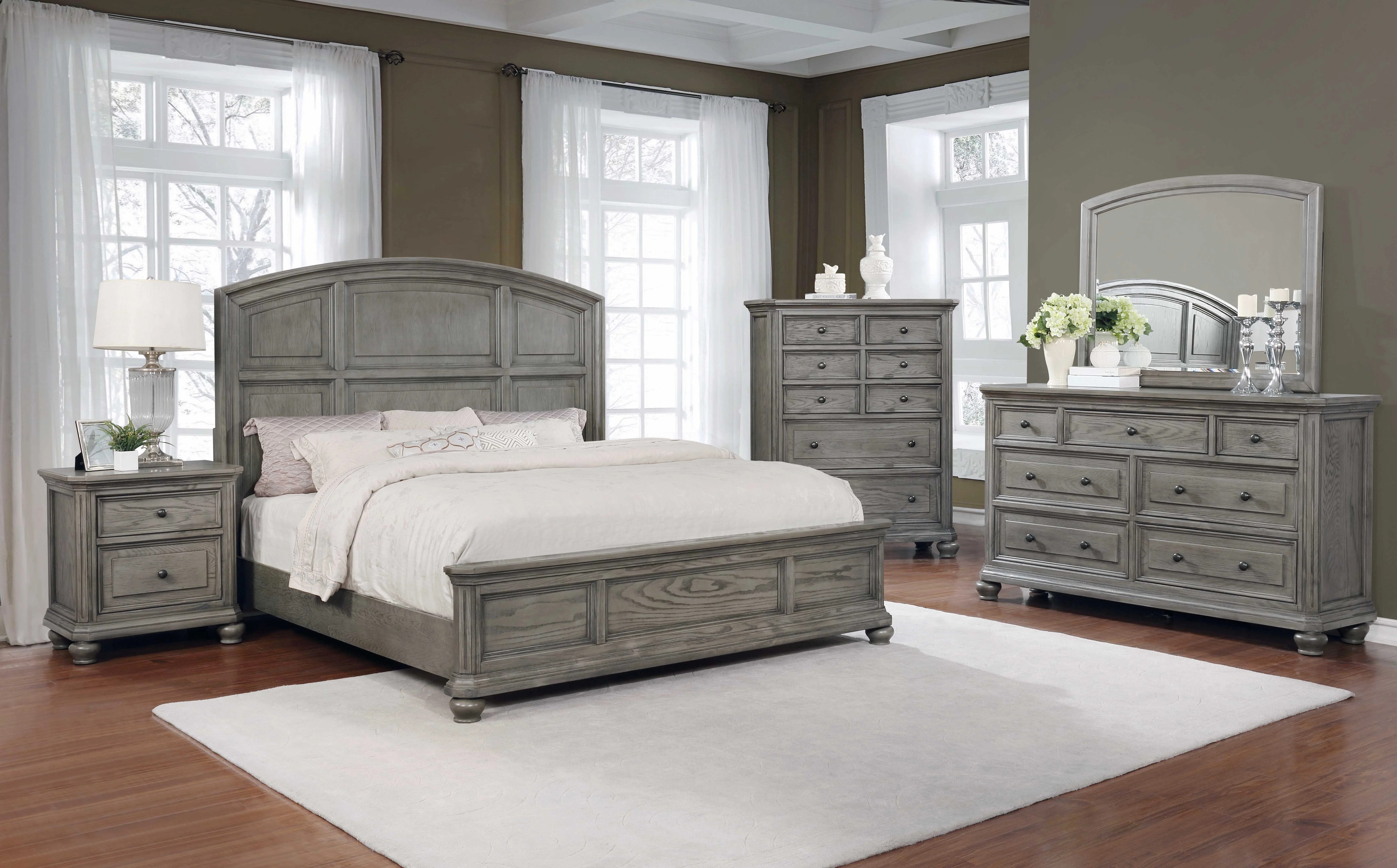 Best master furniture 5 pcs eastern king bedroom set in grey rustic