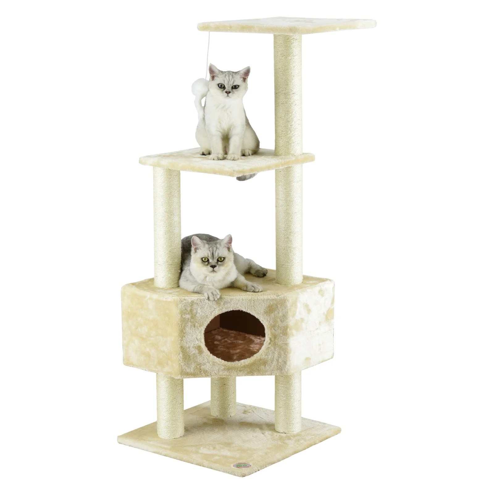 Go pet club 51-in cat tree & condo scratching post tower, beige