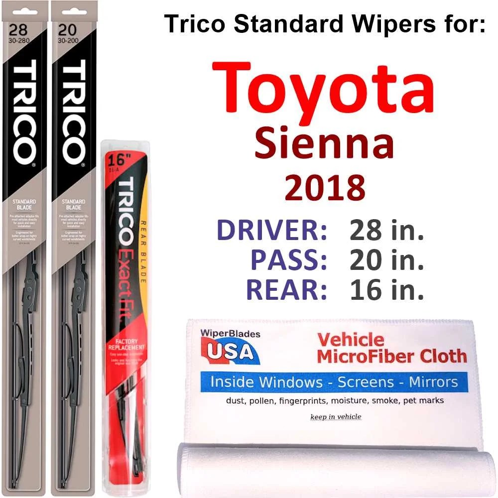 2018 toyota sienna wiper blades (set of 3) w/rear wiper