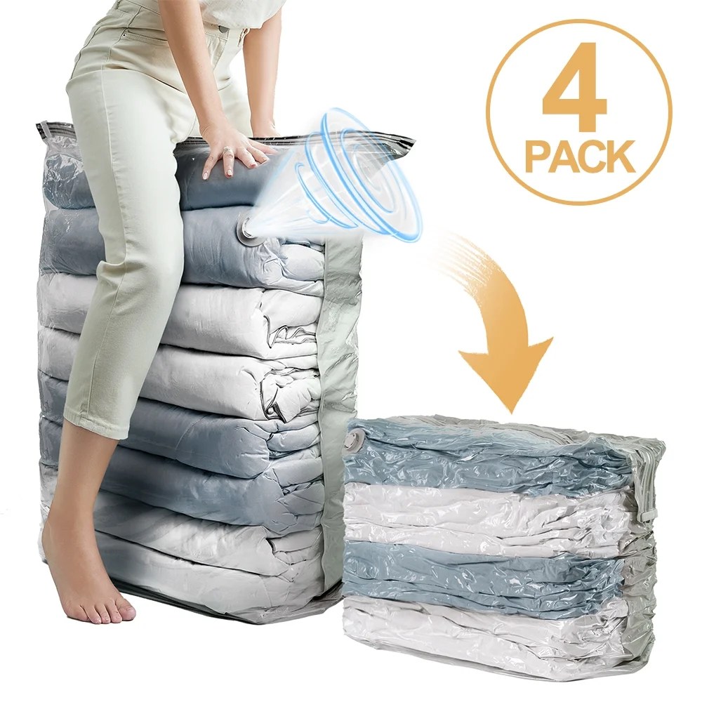 Taili 4 pack jumbo cube vacuum storage bags, extra large vacuum seal bags for comforters