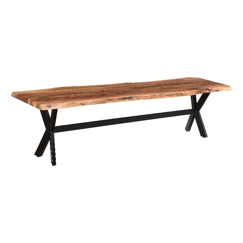 2560x1600 Taran Designs Harper 69" Live Edge Wood X-leg Dining Bench in Chestnut