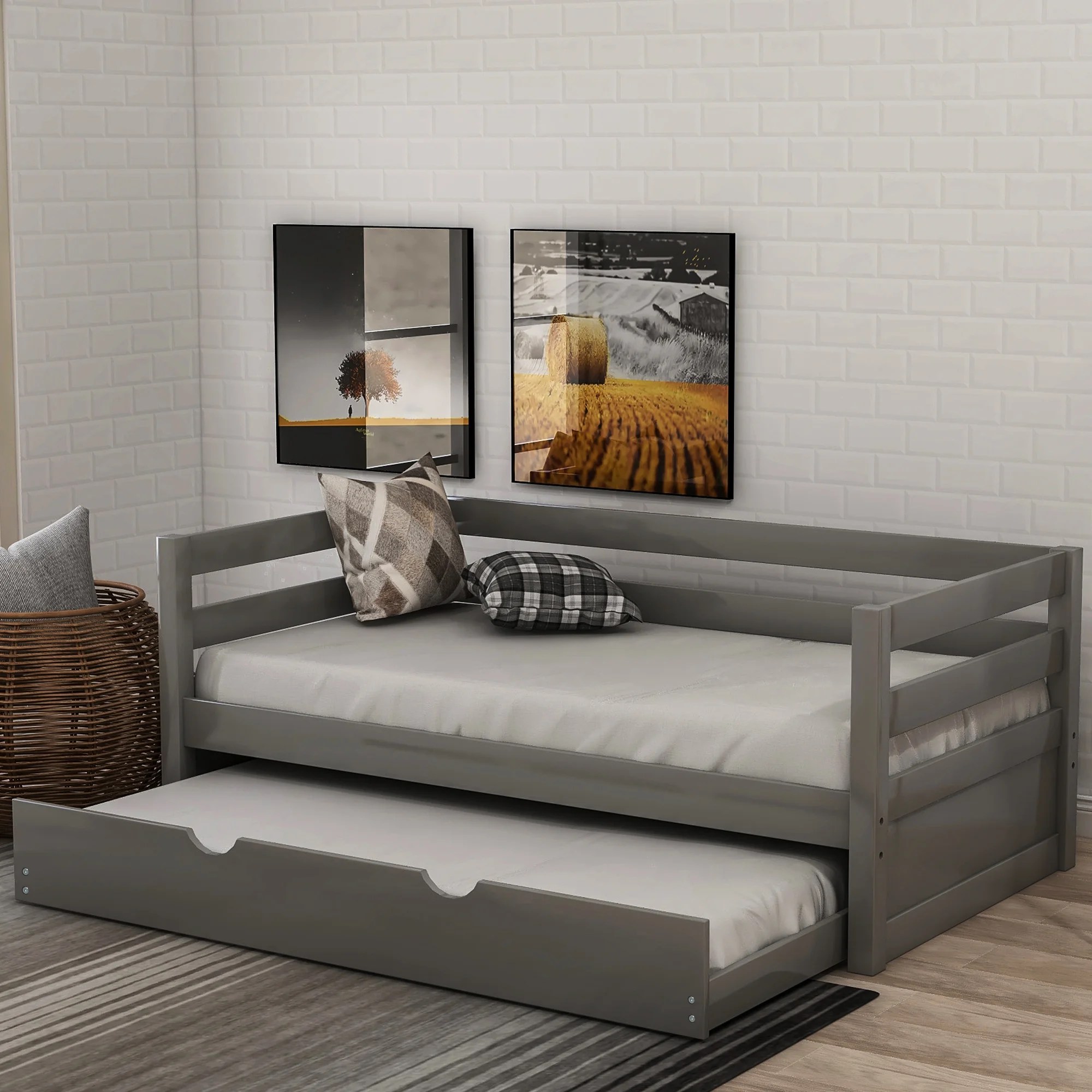 Well you're in luck, because. euroco solid wood daybed with trundle twin grey walmart com