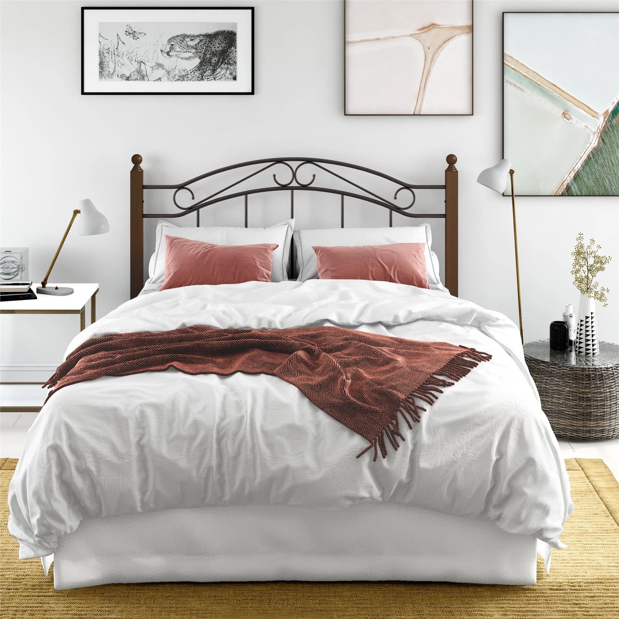 Cielo stocks a variety of home headboard designs in different shapes and sizes. Dorel Living Costello Wood And Metal Queen Full Headboard Dark Walnut Black Walmart Com Walmart Com