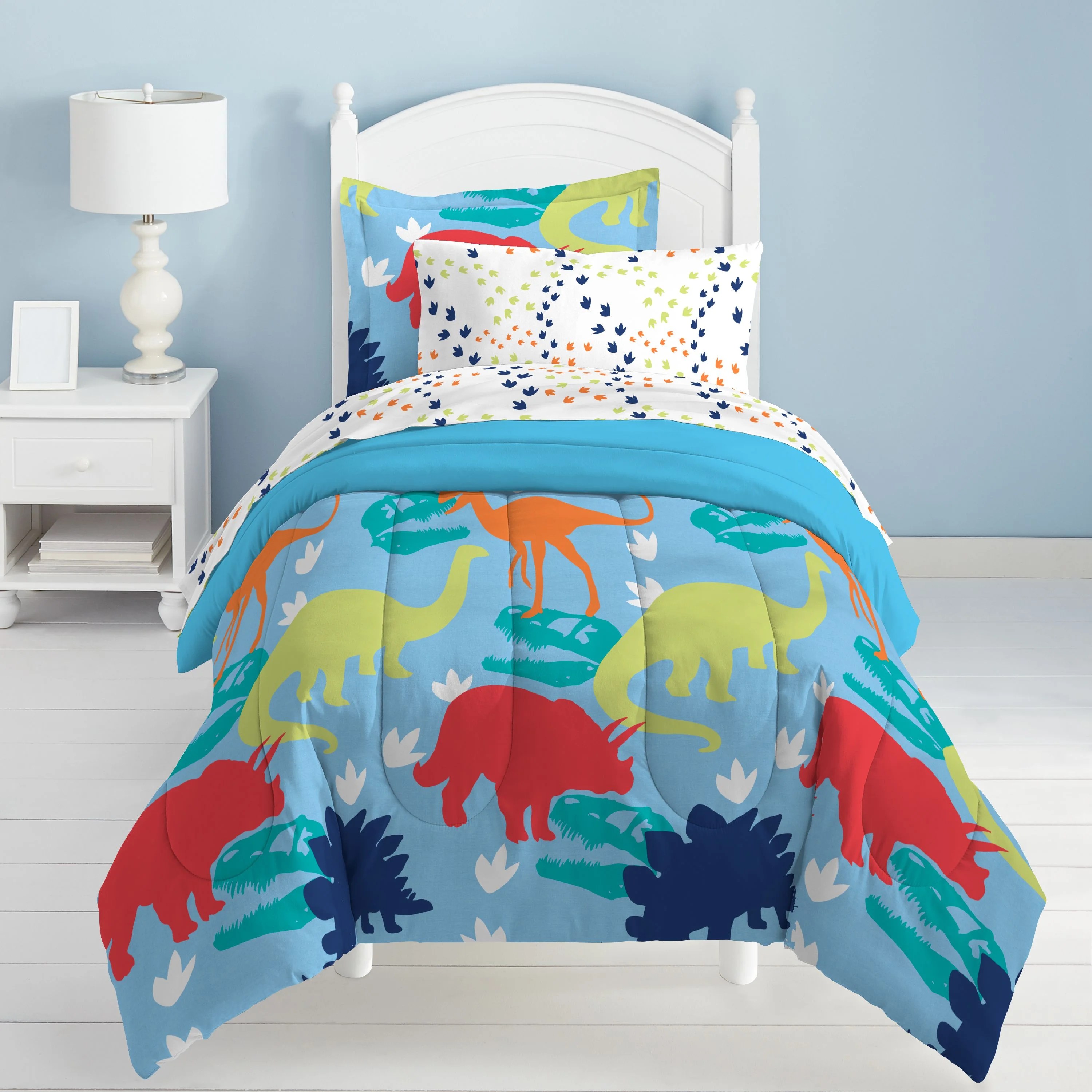 Umchord dinosaur kids bedding set for boys, 5 pieces twin size comforter set with sheets, super soft lightweight bed in a bag, durable children bed set 4.9 out of 5 stars 104 $49.99 $ 49. Dream Factory Dinosaur Bed in a Bag Bedding Set - Walmart.com - Walmart.com