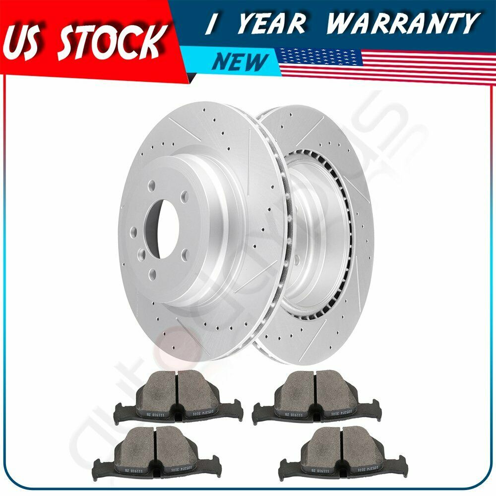 2pcs brake discs rotors 4pcs ceramic pads for bmw x1 2013-2015 rear