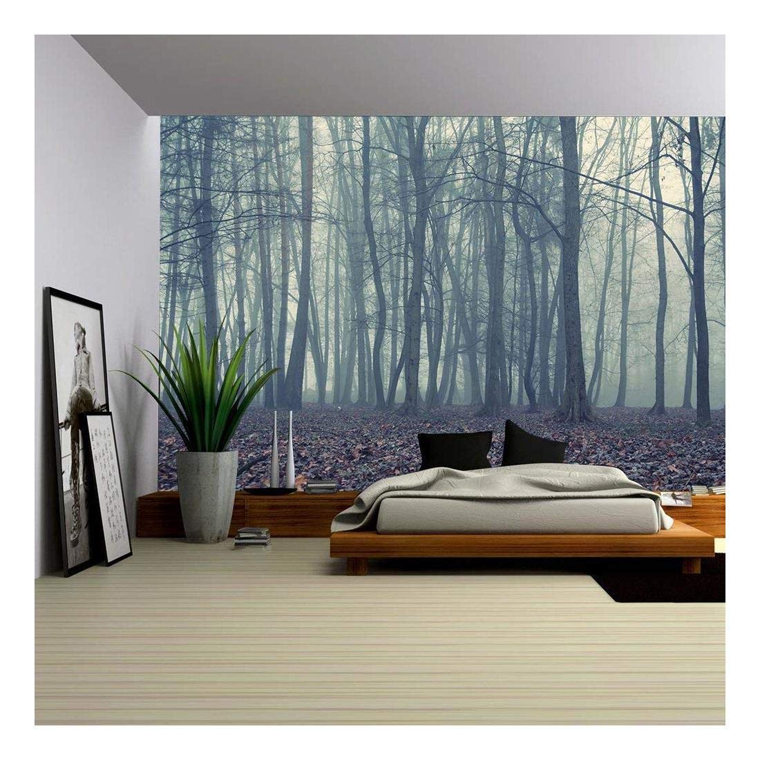 wall26 - Foggy Evening in The Autumn Forest - Removable  