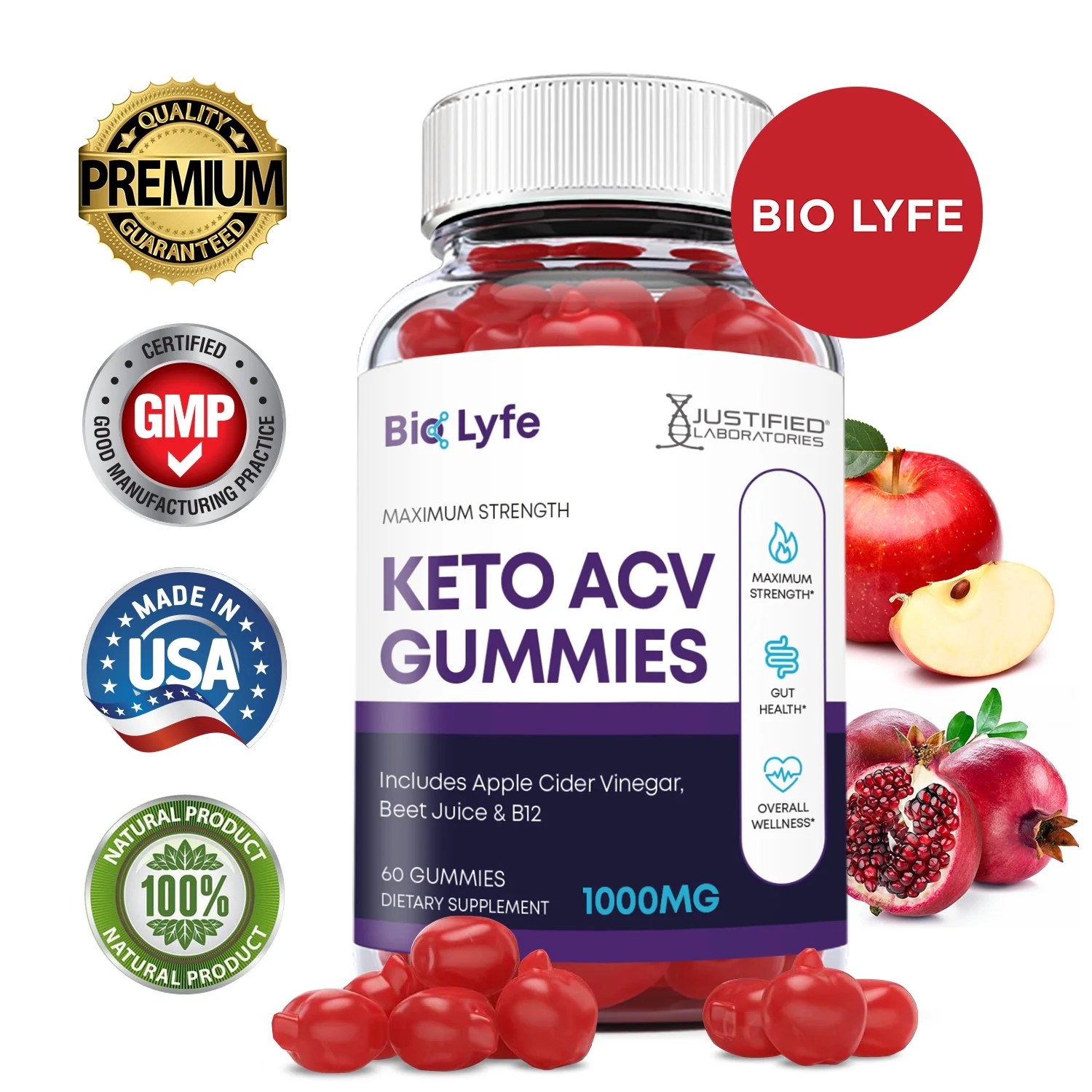 Bio lyfe keto acv gummies 1000mg acv biolyfe biolife with pomegranate