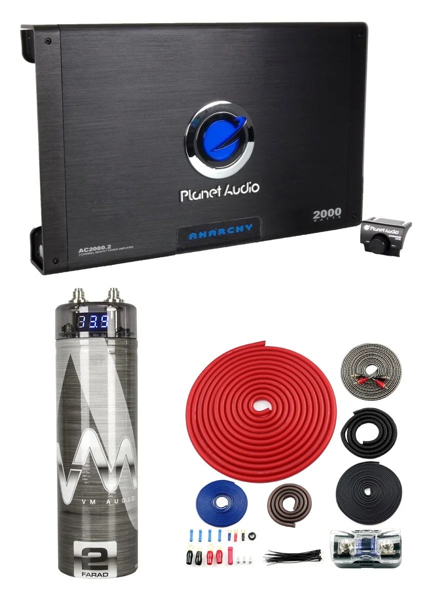 Planet Audio Ac2000 2 2000w 2 Ch Car Amp Remote 2 Farad