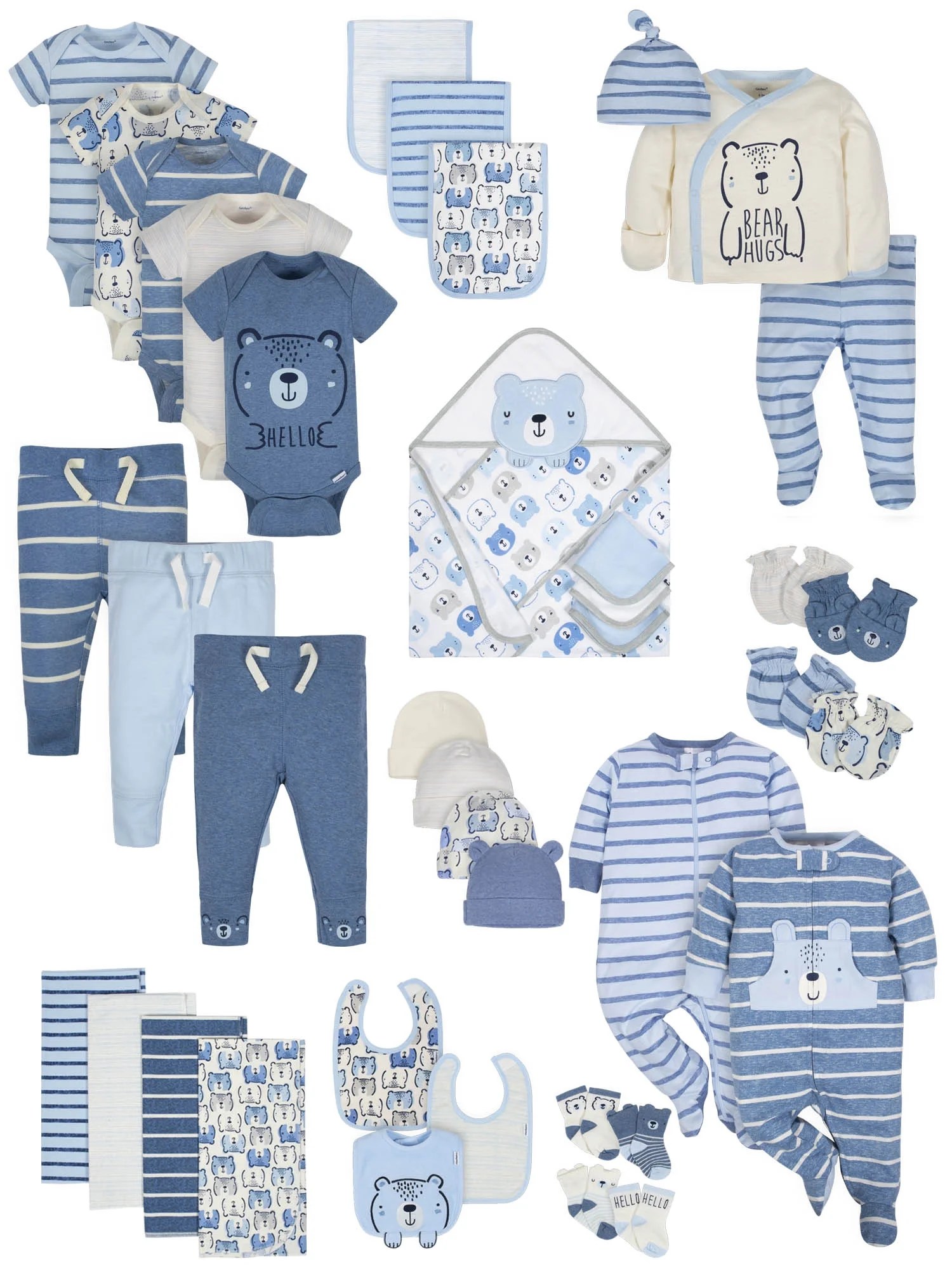 Gerber - Gerber Baby Boy Organic Newborn Clothes Shower Gift Set, 39