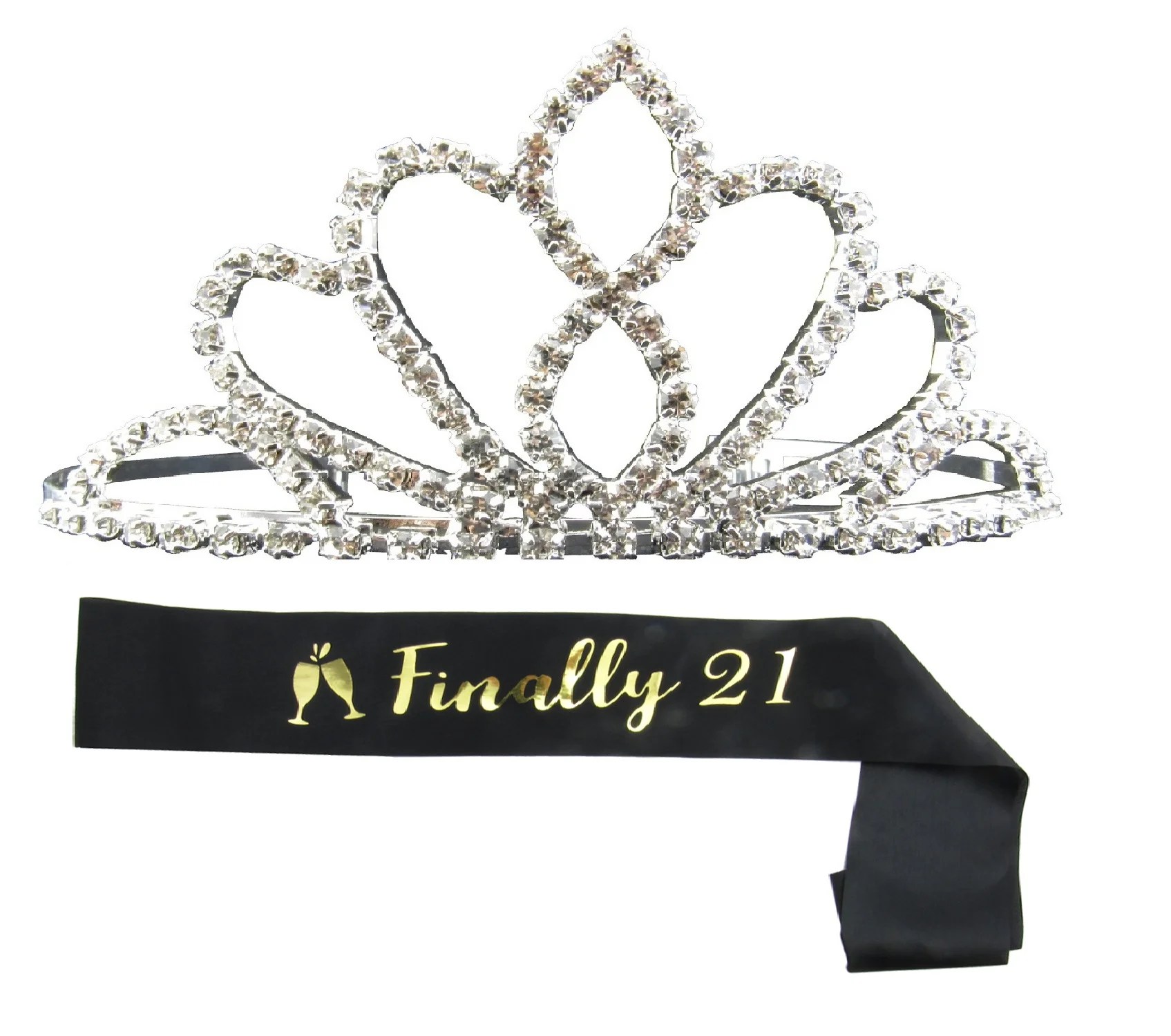 Great for work party, events, party supplies, novelty gifts, favors, & … Finally 21 Birthday Sash and Tiara - Gold Foil Stamped