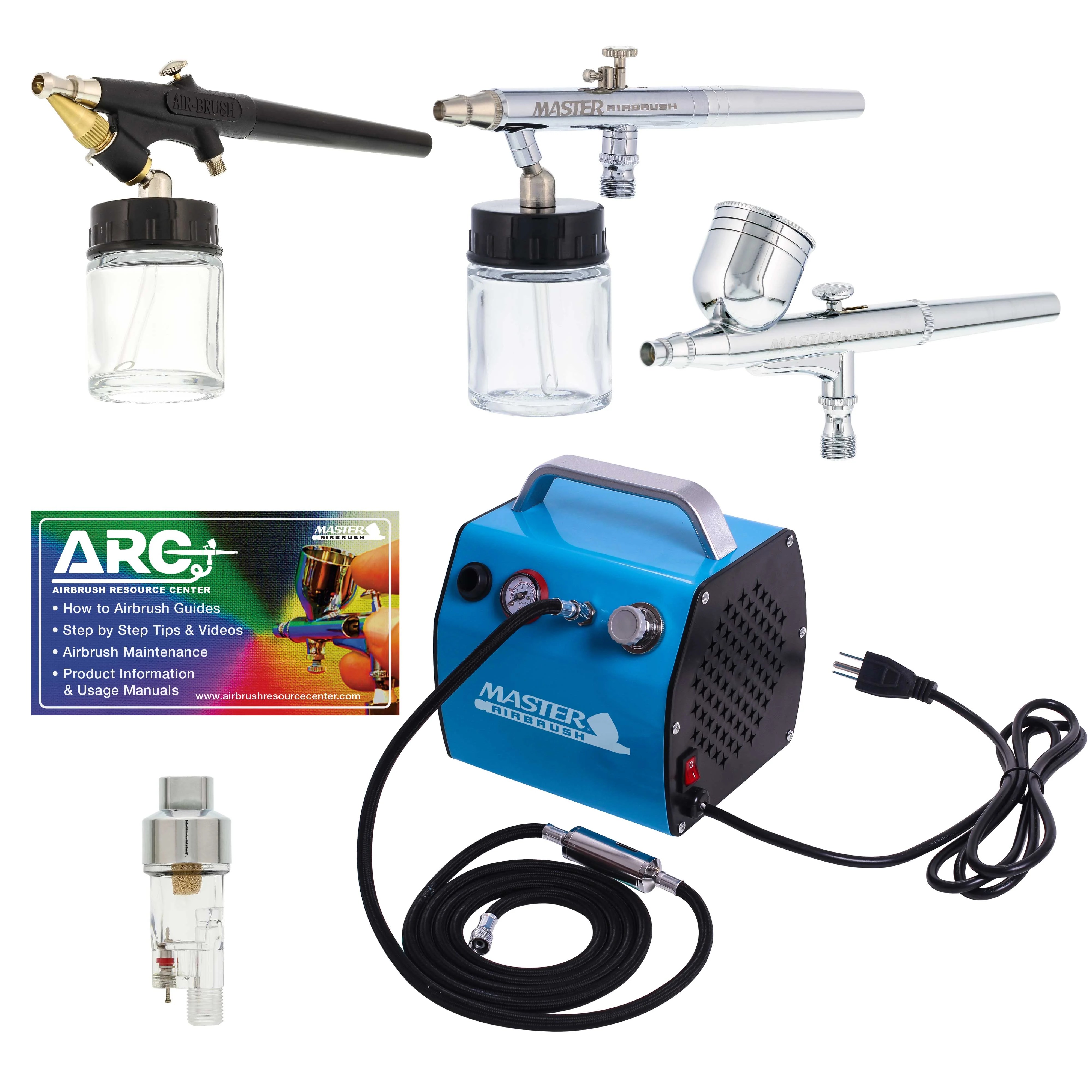 Master airbrush brand multi-purpose professional airbrushing system with 3 airbrushes, g22