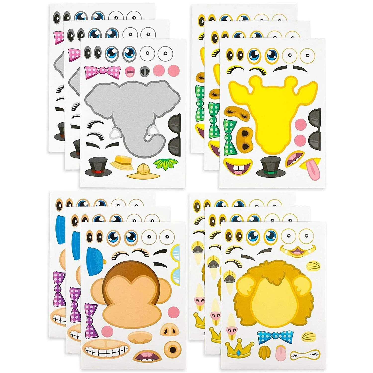make a zoo animal sticker sheets 12 pack for kids arts parties