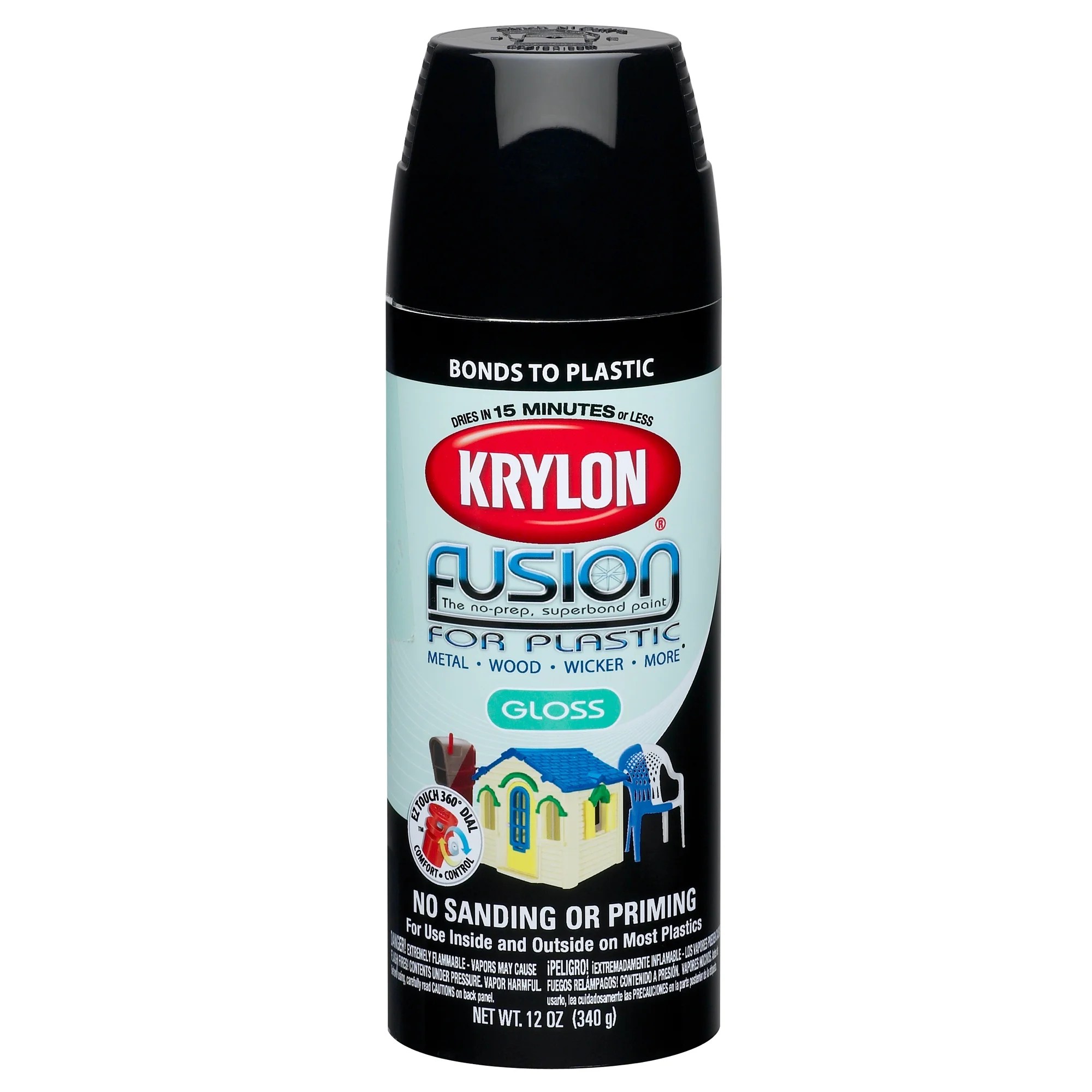 Krylon K02321001 Gloss Black K02321000 Fusion For Plastic Aerosol Spray Paint 12 Ounce 12 Ounce 12 Ounce 
