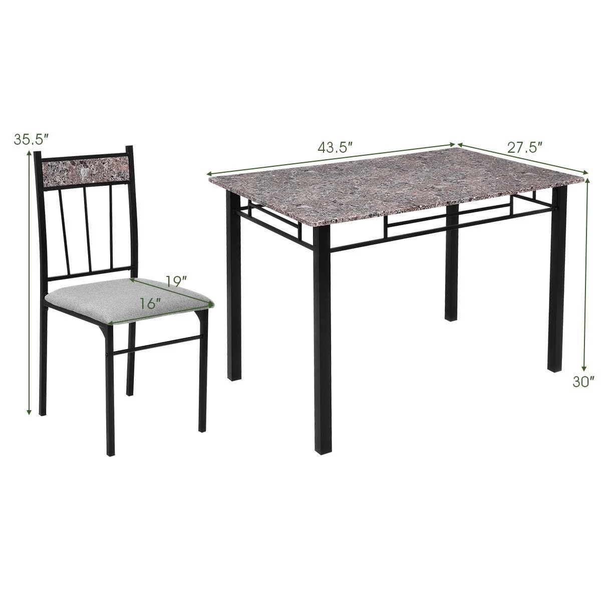 5 Piece Dining Set Table And 4 Chairs Glass Top Kitchen ...