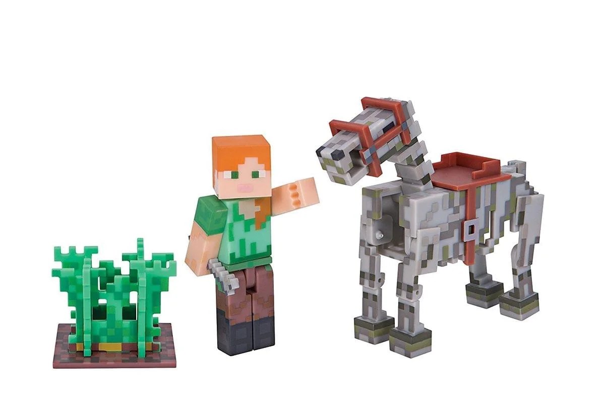 Minecraft Series 3 Alex With Skeleton Horse Action Figure Set Walmart Com