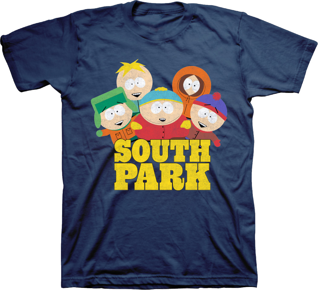 South park logo, three south park characters illustration, png thumbnail. Mens South Park Logo Shirt Cartman Kenny Kyle Stan Tee Classic South Park T Shirt Athletic Navy Small Walmart Com