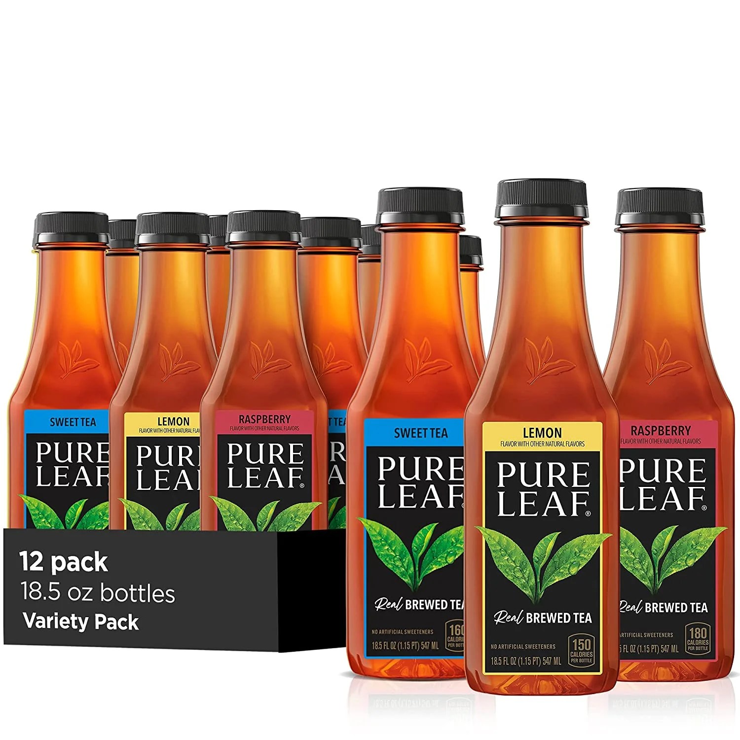 Pure leaf iced tea, sweetened variety pack, 18.5 fl oz. bottles (12