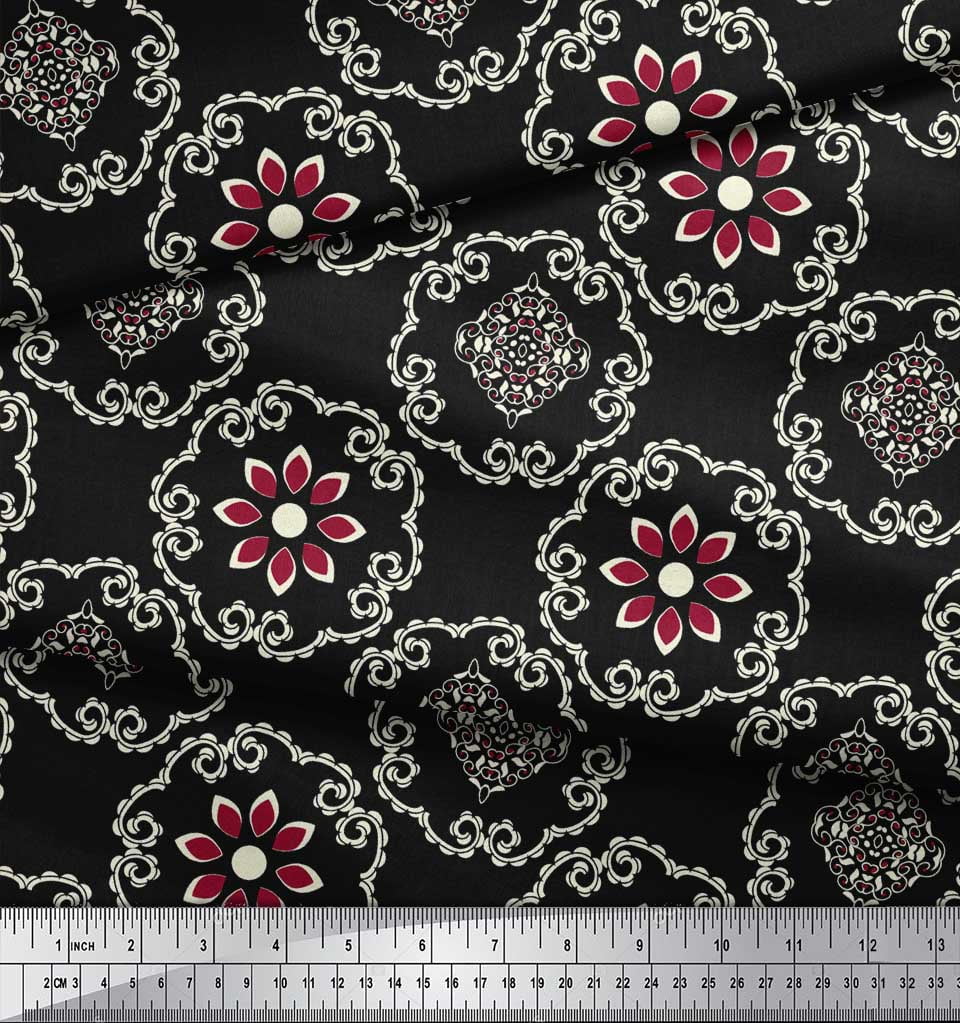 soimoi satin silk fabric damask ethnic print fabric by the yard 42 inch wide walmart com