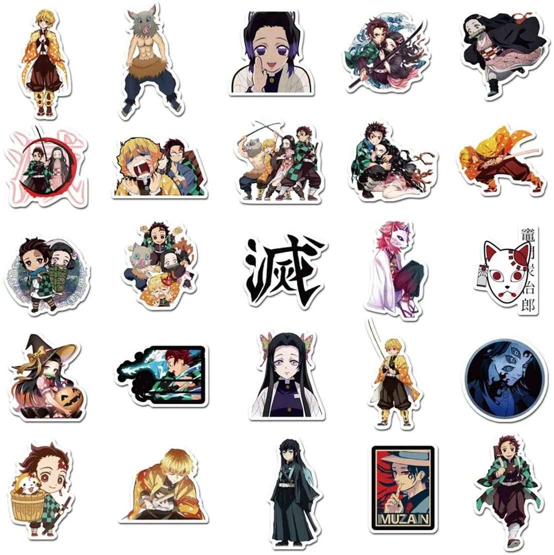 demon slayer kimetsu no yaiba sticker pack of 50 stickers waterproof durable stickers classic japanese anime stickers for water bottles computers laptops walmart com