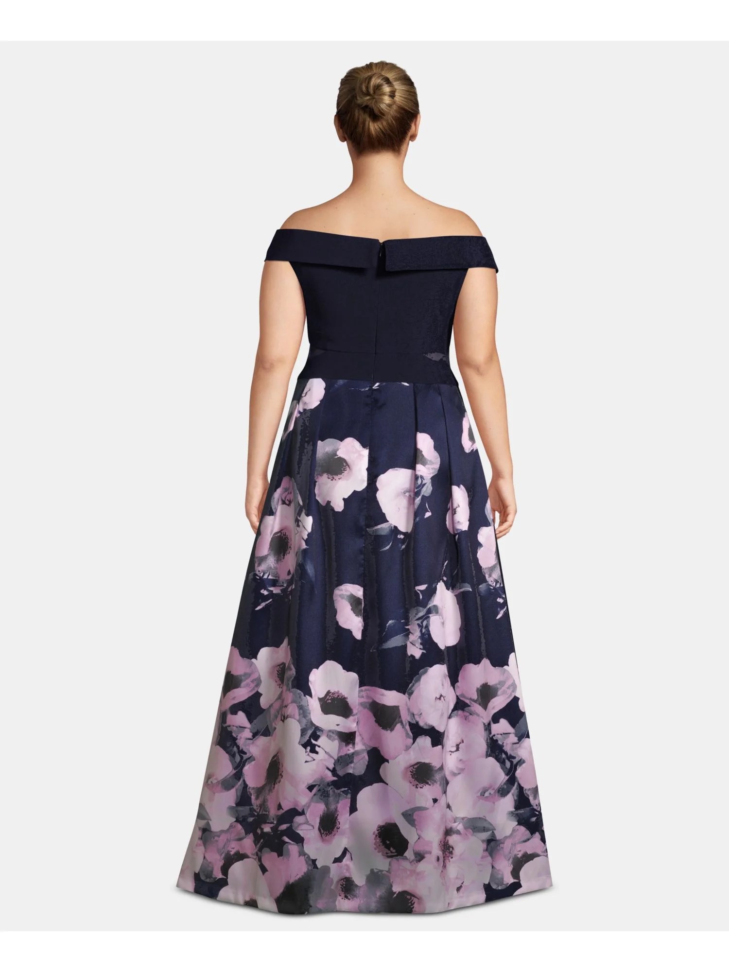 Check out david's bridal selection of beaded & embellished dresses in plus size & petite . Xscape Womens Navy Floral Sleeveless Maxi Fit Flare Prom Dress Plus Size 18w Walmart Com